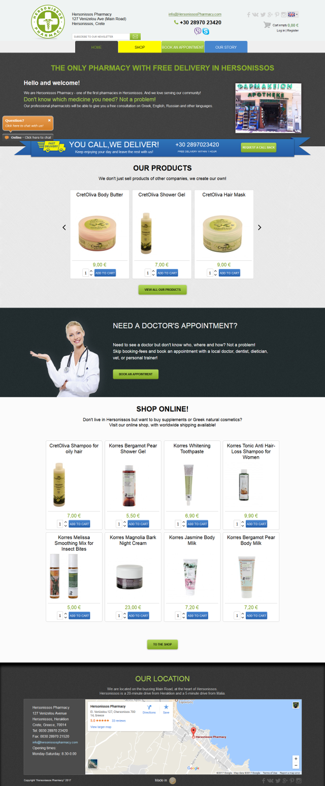 Hersonissos Pharmacy Crete website development