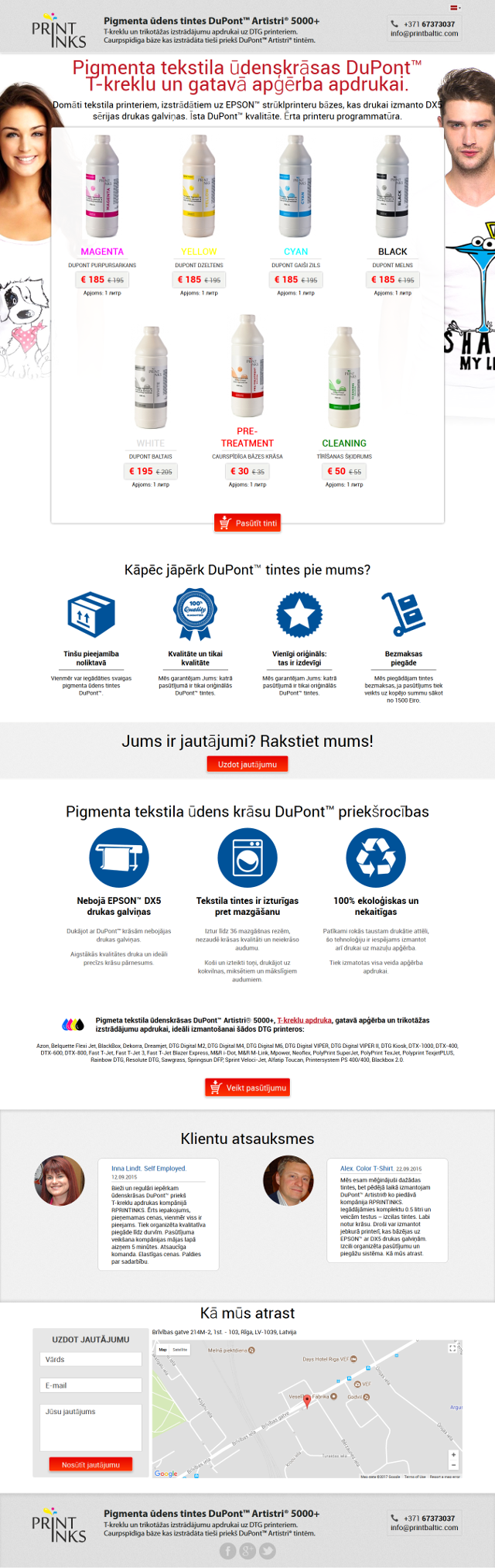 web design in riga printinks main page