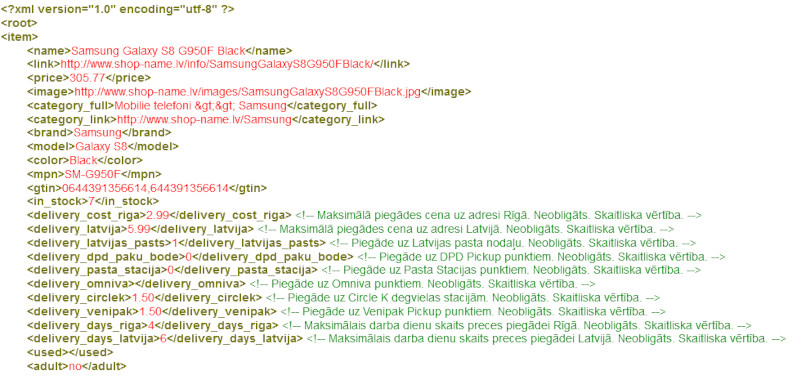 salidzini xml podkljuchenie v rige